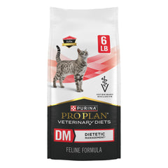 Purina Pro Plan Veterinary Diets DM cat kibble closeup showing lean body mass support