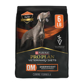 Purina Pro Plan Veterinary Diets OM Overweight Management bag showing weight-conscious kibble.