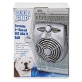 Pro Select Cool Pup Crate Fan side-mount view on a kennel