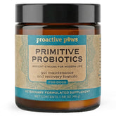 Proactive Paws Primitive Probiotics dog bottle shown for gut health support