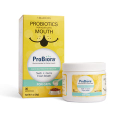 Probiora for Cats jar label showing dental health support.
