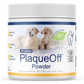 ProDen PlaqueOff powder for dogs, visual focus on dog breath improvement