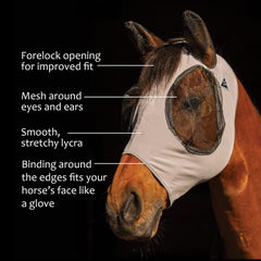 Professional's Choice Comfort Fit Fly Mask Charcoal forelock opening for secure, comfortable fit