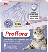 Proflora Cats Probiotics bottle pour showing easy daily dosing for digestive balance