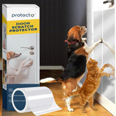 PROTECTO door protector shields a doorway from claws with a clear, discreet shield.