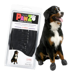 Protex PawZ XL pull-on dog boots on large paws offering all-weather protection