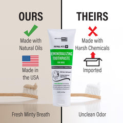 Prymal Pets dog brushing teeth with paste demonstrates gentle, safe care.