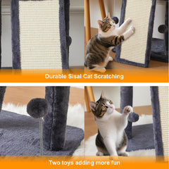 Psicway small cat tree top platform provides cozy nap spot for indoor cats.