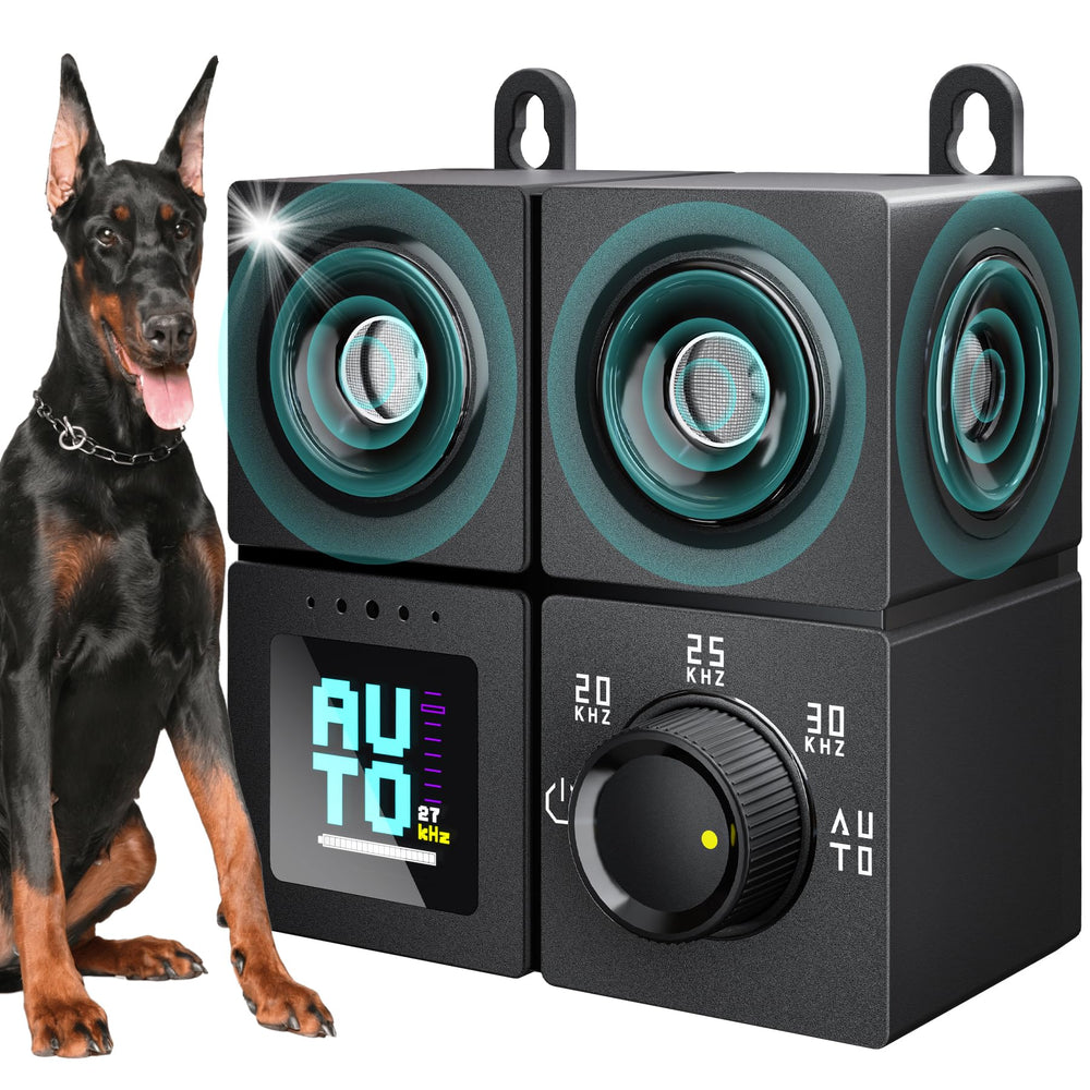 PSITUGE anti-barking device front view, a humane training aid for indoor and outdoor spaces.