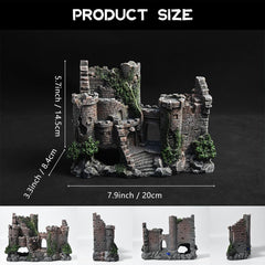 PTFJZ castle bubbler decor in tank, showing integrated bubbles and habitat