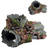 PTFJZ hollow tree trunk décor with wide entrance for fish to explore safely.