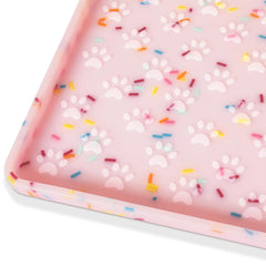 Ptlom anti-slip dog mat with raised edges prevents spills during meals.