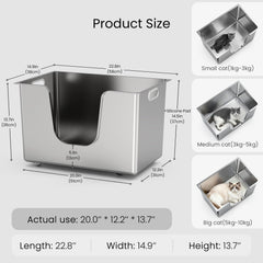 Ptlom XL metal litter pan for big cats and privacy during toileting.