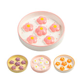 PTOBER ceramic cat slow feeder bowl with blush pink flower design for steady meals.