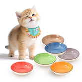 PTOBER Colorful Cat Bowls Set in six bowls with a wide shallow design for comfortable meals.