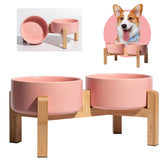 PTOBER elevated ceramic dog bowl set side view for comfortable feeding