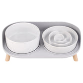 PTOBER elevated slow-feeder bowl with stand promotes paced meals.