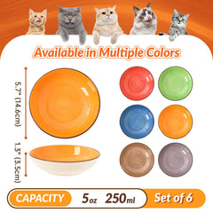 PTOBER Wide shallow bowls improve whisker clearance during multi cat meals.