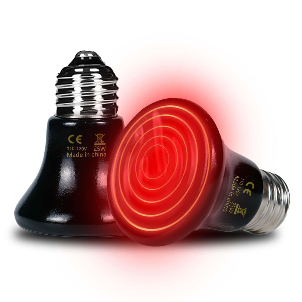 PTSCBS 25W reptile heat lamp dual-pack for uninterrupted terrarium warmth.