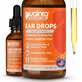 PUAINTA dog ear cleaner bottle close-up showing easy, gentle cleaning for ears.