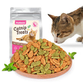 Puddonio Catnip Cat Treats chicken-salmon crunch attracts cats during play.