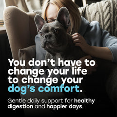Pup Choice Probiotics bottle label close-up highlights six strains.
