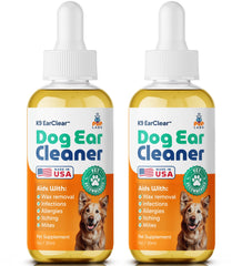 Pup Labs Ear Clear bottle for gentle, natural dog ear cleaning and odor control.