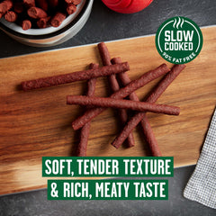 Slow-cooked process illustrating 2.5-hour cooking for Pup-Peroni treats