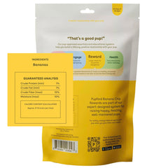Pupford banana chip crunch close-up showing crisp, snackable texture.