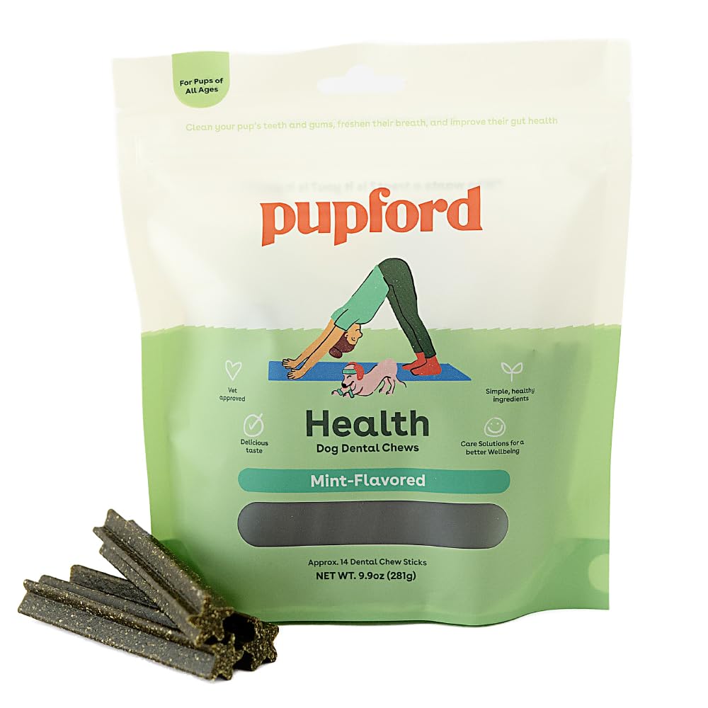 Pupford dental chews with grooved texture help curb plaque and tartar buildup.