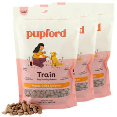 Pupford Freeze Dried Training Treats chicken bites in a 4oz pack for quick rewards