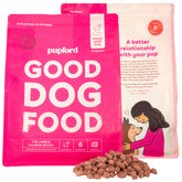 Pupford Good Dog Food freeze-dried lamb-salmon bowl showing balanced nutrition and texture