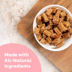 Close-up of the soft, chewy texture showing easy-to-chew treats.