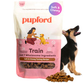 Pupford turkey training treats packaging shows USA-made quality and simple ingredients.