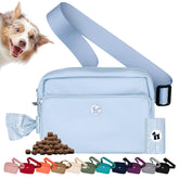 Puppington crossbody dog walking bag in ice blue for hands-free outings.