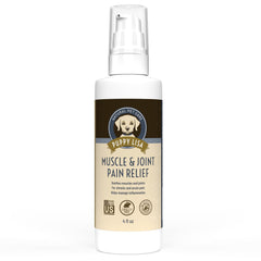 Puppy Lisa Muscle and Joint Pain Relief Cream bottle pour for quick topical relief.