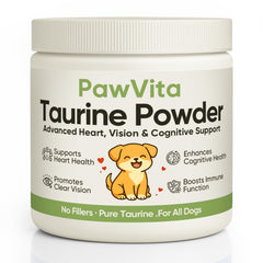 PuppyLabCo Pawvita Taurine powder container highlighting purity for daily dog health
