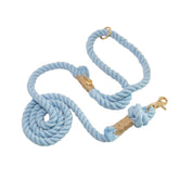 PUPPYSENTIALS braided cotton rope leash light blue for comfortable daily walks