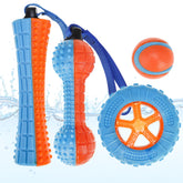 PUPTECK 4-pack floating dog toys for pool fetch and water play.