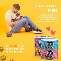 Pure Cravings tuna-salmon in gravy wet cat food can, savory gravy boosts palatability