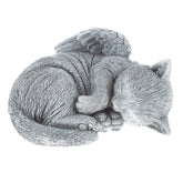 Pure Garden cat memorial stone with sleeping kitten and angel wings for remembrance.