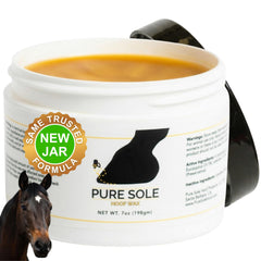 Pure Sole Hoof Wax packaging prepared for at-home hoof care and protection.