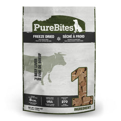 PureBites beef liver freeze-dried treats bag front, ideal for high-protein rewards.
