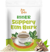 PureRootss slippery elm inner bark powder in jar for daily use in drinks