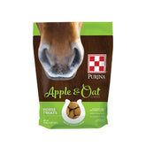 Purina Apple and Oat Flavored Horse Treats bag shown for convenient daily rewards.
