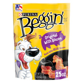 Purina Beggin' Strips original bacon texture close-up—promotes easy chewing and appetite appeal