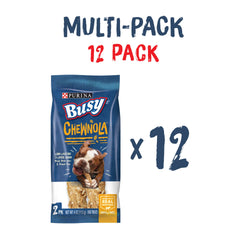 Purina Busy small/medium dog chew in mouth demonstrates long-lasting chewing.