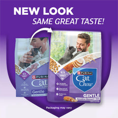 Purina Cat Chow Gentle kibble closeup highlighting real farm-raised turkey protein.