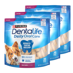 Purina DentaLife daily oral care chews in package for small and medium dogs