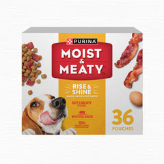 Purina Moist & Meaty Rise and Shine bacon egg flavor pouch for quick, flavorful meals